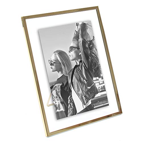MIMOSA MOMENTS Gold Metal Floating Pressed Glass Picture Frame with