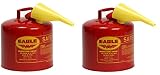 Eagle UI-50-FS Red Galvanized Steel Type I Gasoline Safety Can with Funnel, 5 gallon Capacity, 13.5" Height, 12.5" Diameter (Pack of 2)