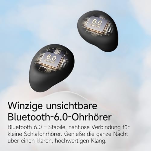 sunvito Sleep Headphones Bluetooth 6.0 - Mini Wireless Headphones for Sleeping, Comfortable & Lightweight, Long Lasting Battery, for Training, Work & Travel, with Power Indicator - Black
