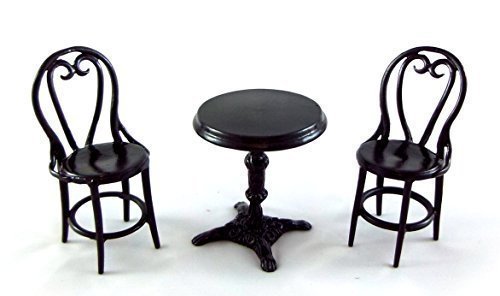 Falcon Miniatures Dolls House Miniature Wrought Iron Patio Cafe Bistro Set Table & Chairs