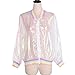Focal20 Laser Rainbow Symphony Women Jacket Hologram Coat Iridescent Transparent Bomber Jacket Sunproof