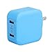 Lumsing 2-Port USB Wall Charger Hub 20W Charging Station with Foldable Plug Power Adapter for iPhone 6S Plus Smartphones and Tablets (Blue)