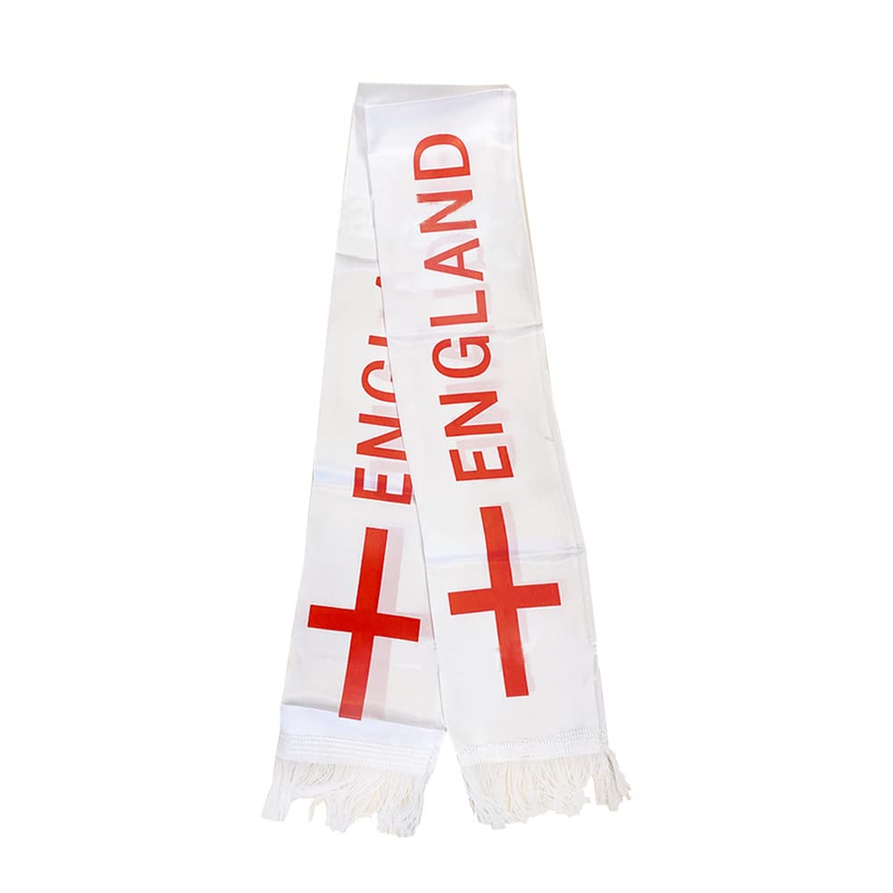 YJZQ Football Scarf England Football Fan Soccer Scarf Satin Dacron Football Fan Scarf With Tassels