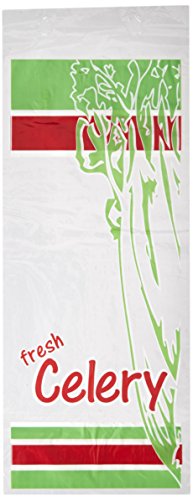 Elkay Plastics 10F-0614+3BGWCLRY Low Density Printed Celery Bag, 6" x 14 1/2" + 3 1/2" BG + 1 1/2" LP, Clear (Pack of 1000)