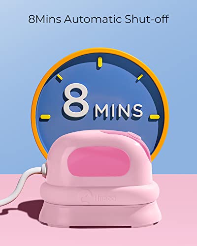 Hiipoo Mini Heat Press Machine for Pressing Small Objects T-Shirts, Shoes, Hats and Heating Transfer, Small Heat Press Portable Iron, 3 Heat Settings (Pink)