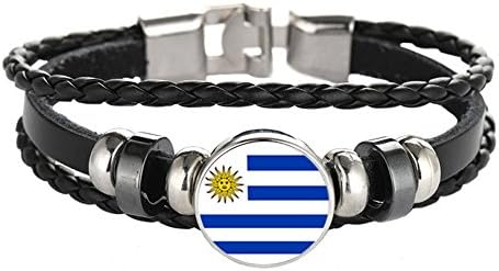 YouMiYa 2018 World Cup Adjustable Faux Leather Cuff Bracelet National Flag Punk Jewelry (Uruguay)