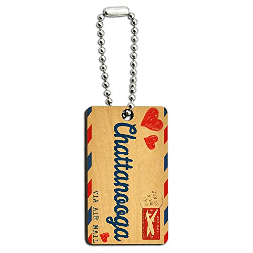 Air Mail Postcard Love for Chattanooga Wood Wooden Rectangle Key Chain