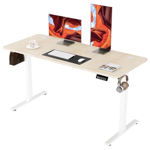 ERGOMAKER Höhenverstellbarer Schreibtisch Elektrisch 140x60cm Eiche
