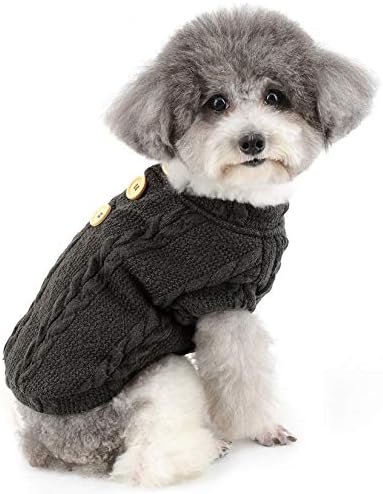 Zunea 犬服 冬 ニット セーター 小型犬 おしゃれ かわいい コート ジャケット 暖かい 防寒 フリース 綿服 あたたかい トイプードル 本物 秋冬服 ペット 猫用 S 子犬 グレー チワワ 洋服 Tシャツ お散歩 ドッグウェア