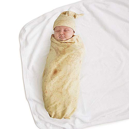Kehen 2pcs Newborn Sleep Bag - Burrito Baby Blanket Wearable Flour Tortilla Swaddle Blanket Sleeping Swaddle Wrap with Hat (Burrito #1 (Swaddle+Hat), 0-3 Months) - Thumbnail 2