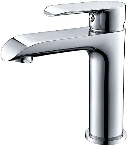 Sunnyhome007 Modern Solid Brass Bathroom Vessel Sink Faucet Single Handle Hot and Cold Basin Mixer Tap with 3/8" Female Compression Thread, Chrome Finish