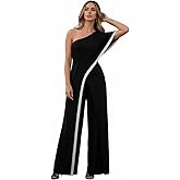 KOH KOH Womens 2026 One Off Shoulder Asymmetric Long Pant Jumpsuit Romper