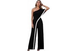 KOH KOH Womens One Off Shoulder Asymmetric Long Pant Jumpsuit Romper