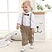ZOEREA Baby Boy Outfits Set, 3pcs Long Sleeves Gentleman Jumpsuit & Vest Coat & Berets Hat with Bow Tie (Brown 1, 3-8 Months)