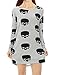 Allegra K Women's Scoop Neck Drop Shoulder Printed Tunic Knit Shirt S Black-Skull