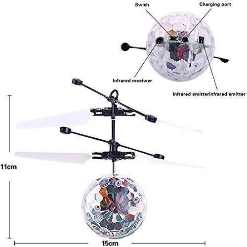 LISOPO Kid RC Toys, RC Flying Ball, Infrared Induction Helicopter Ball with Shinning LED Lights Built-in and Remote Control Toys for Boys and Girls