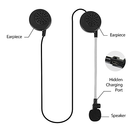 LTC M1-Pro Handsfree Wireless Intercom Motorcycle Helmet Headset Work w/Bluetooth, Thinner Earpiece Design, Voice Command Helmet Headphone for Skiing/Snowmobile Helmet for Solo Rider (1 Pack)
