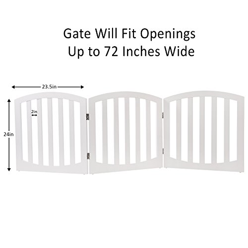 Arf Pets Free Standing Wood Dog Gate, Step Over Pet Fence, Foldable, Adjustable - White