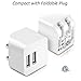 AMEMO 12W 2.4A Dual USB Port Wall Charger Adapter with Foldable Plug for Smartphones, White