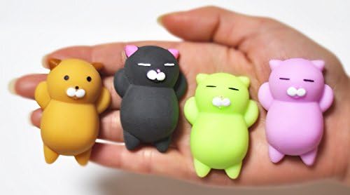 FinerMe 4 Pcs Squishy Cats With Box Package Mini Kawaii Cat Soft Squishies Cute Animal Hand Toy Squeeze Stress Pressure Vent Kids Decompression Toy Christmas Birthday Gift Different Colors (Color C)