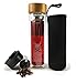 Portable Bamboo Tea Infuser Glass Tumbler and Water Bottle - Innovative Container for Fruit, Blooming and Loose Leaf Tea, Coffee, and Detox Tea - Love