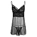 YiZYiF Men's 2 Piece Sheer Pajamas Nightwear Lingerie Set with Sissy Pouch Panties Black Medium