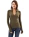 Patty Women's Polo Collar V-Neck Long Sleeve Stretch Pullover Blouse