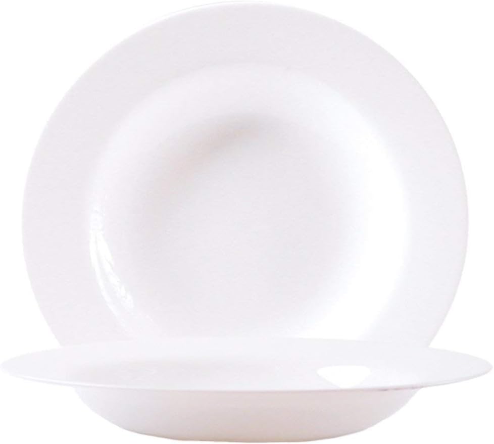 famacart Tableware Porcelain Bone China 6 Deep Pasta Plate (White, 22 cm)