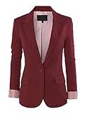 RubyK Womens One Button Tailored Boyfriend Blazer Jacket with Pockets