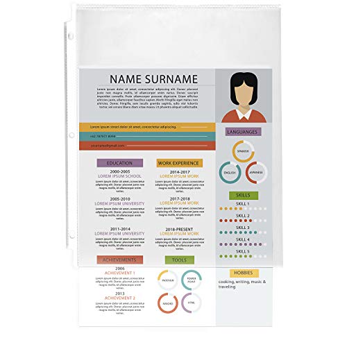 image for Ktrio Sheet Protectors 8.5 x 11 Inches Clear Page Protectors for 3 Rin