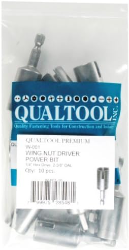 Qualtool Premium W001-10 Power Wing Nut Driver Bit, 10-Pack