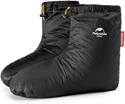 Naturehike Genuine Outdoor Winter Thermal Gear Down Plus Unisex Tent Shoes Short Sleep Down Socks, Foot Comforter, Feather Socks, Black