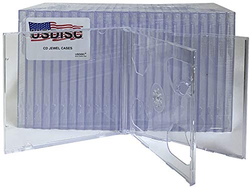 USDISC CD Jewel Cases Standard 10.4mm, Triple 3 Disc, Clear, Pack of 25