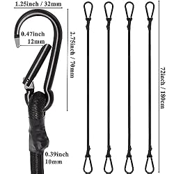 Bungee Cords with Carabiner, 72 Inch Long Heavy