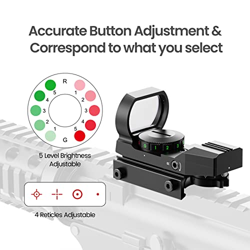 Reflex Sight, Red Green Dot Sight with 4 Reticles,Anti-Fog & Shockproof Aiming Scope Sight