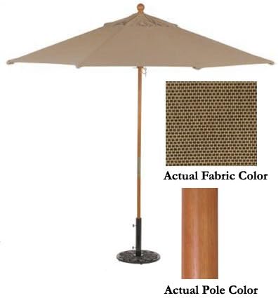 Amazon Com Treasure Garden 9 Double Pulley Lift Hard Wood Patio Market Umbrella Champagne Toffee Garden Outdoor