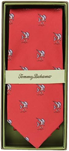 Tommy Bahama Mens Printed Silk Neck Tie (Red Marlin)