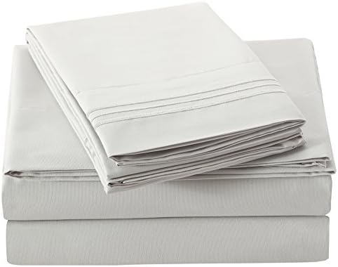 Bluedotsky Bedding - 2100 Luxury Collection - Breathable and Silky Soft - 100% Microfiber Bed Sheet Set - Hypoallergenic - Dust Mites Resistant - Extra Deep Pockets - 4 Piece - Queen, Platinum Gray
