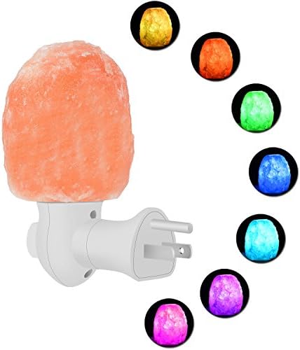 LURAD Mini Hand Carved Natural Himalayan Salt Lamp Crystal Salt In Nightlight with Incandescent Bulb and Multi LED Color Changing Bulb, UL-Approved Wall Plug for Air Purifying