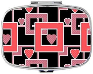 Udoosun Bright Geometric Hearts Pill Box Case Custom Personlized Rectangular Tablet Medicine Pocket Purse Travel Pill Vitamin Decorative Box Case Holder