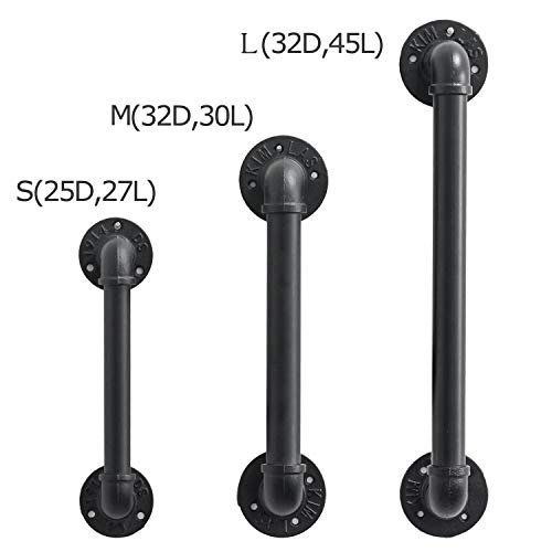 Set of 2 Industrial Pipe Gate Pull Handle, Grab Bar, Towel Bar, Antique Rustic Cast Iron Handrail - Matte Black, 18 Inch - Thumbnail 5