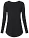 Vinmatto Women's Long Sleeve Henley V Neck Pleated Button Details Tunic Shirt Top(L,Black)