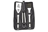 Year End Sale - Barbecue Grill Set - 20% Thicker Heavy Duty Stainless Steel Grill Accessories – 3 Piece Grilling Tool Set - 17 Inches Long Spatula Tongs Wire Brush & Free Nylon Carrying Bag
