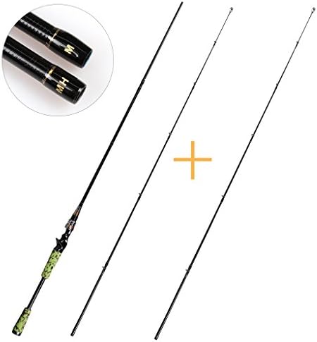 CAMERO 2-Pieces Baitcasting Rod Carbon Fiber M/MH-Power Alternative Top Piece Ceramic Guides Fishing Pole Sensitive EVA Grip 6.8-Feet Gold