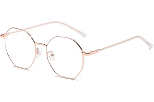 NIDOVIX Polygon Non Prescription Glasses for Women Men Vintage Octagon Square Metal Frame Eyeglasses