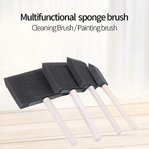 Ruiqas Foam Sponge Paint Brush, 4Pcs Foam Sponge Brush with Wooden Handle for Painting/Graffiti/Dust Cleaning