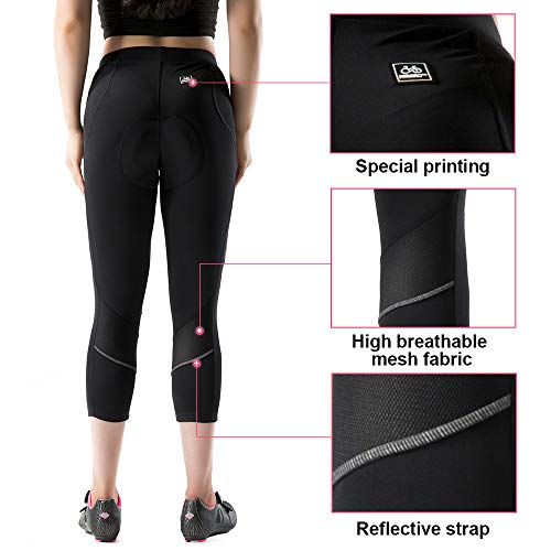 image for Santic Cycling Shorts Women 3D Padded 3/4 Bike Shorts Anti-Slip Bicycl