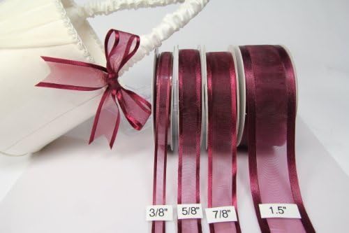 Burgundy Organza Ribbon with Satin Edge-25 Yards X 1.5 Inches