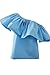 Simplee Apparel Womens Off The Shoulder Ruffles Cotton Crop Top Tube Blouse Blue