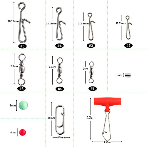 Alwonder Lot De 465 Bas De Ligne Pour Pêche En Mer Avec Pinces D’alimentation, Sertissages, Glissières à Glissière, Perles D’eau De Mer